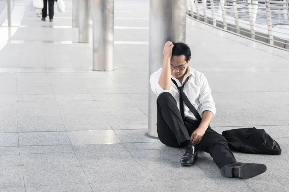 jobless man desperately seeking for employment