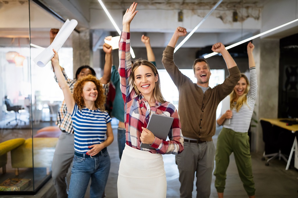 Group of professional showing and celebrating workplace professionalism