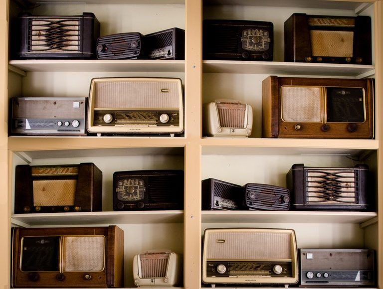 Collection of vintage radio as symbol of radio actors who are one of the jobs that no longer exist