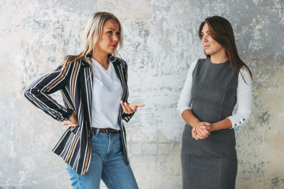 Women in a conversation about people searching for jobs