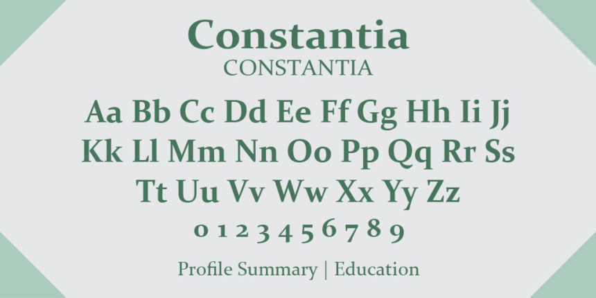constantia as one of the best resume writing fonts