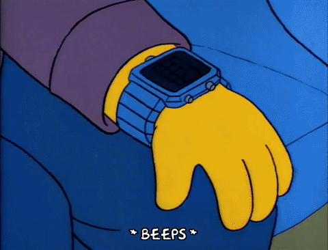 A hand of a cartoon character showing off his wrist watch he received as a Christmas gift