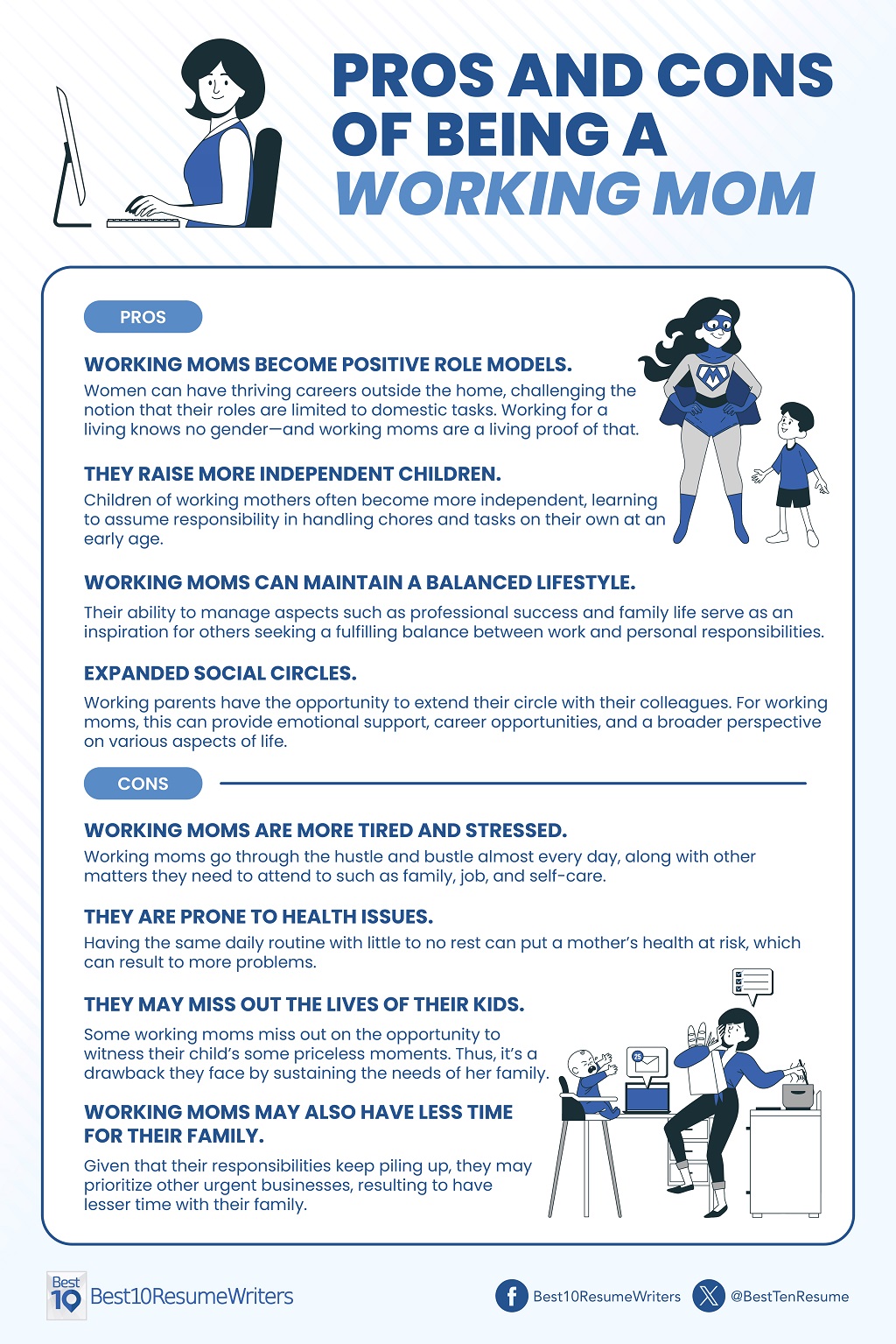 pros and cons of being a working mom infographics