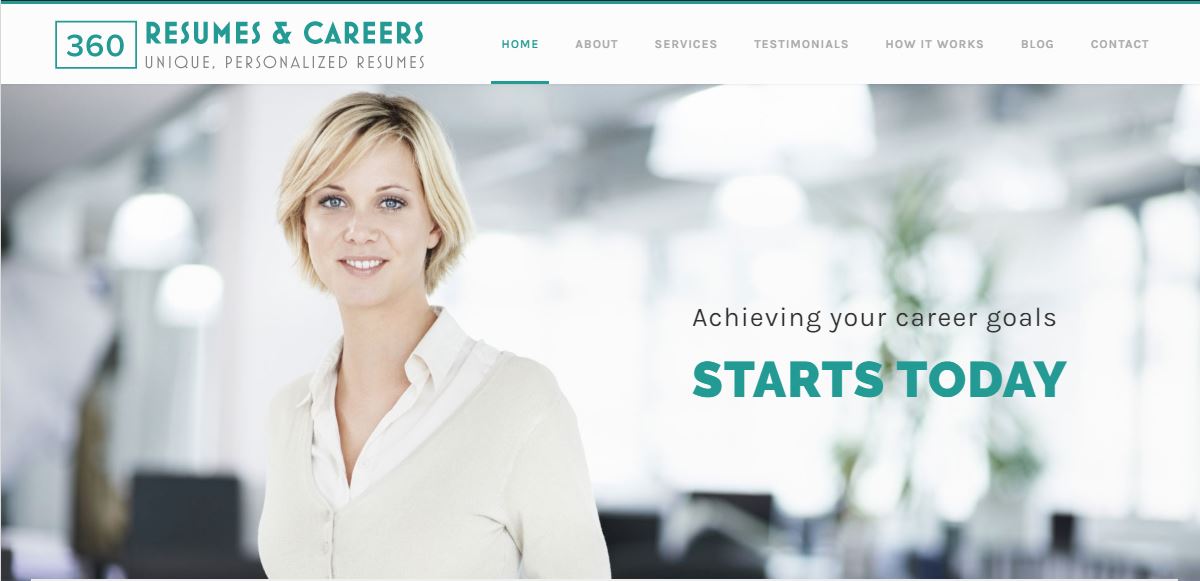 Best Resume Service in California – Screenshot of 360 Resumes and Careers Homepage
