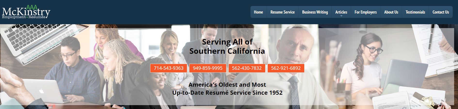 Best Resume Service in California - Screenshot of AAA McKinstry Personnel Agency & Resume Services Homepage