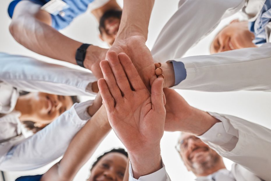 a team of professionals collaboratively working in a modern office