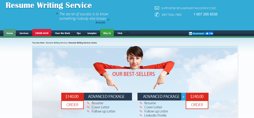 10 Best Resume Writers - screenshot of Resume Writing Service homepage