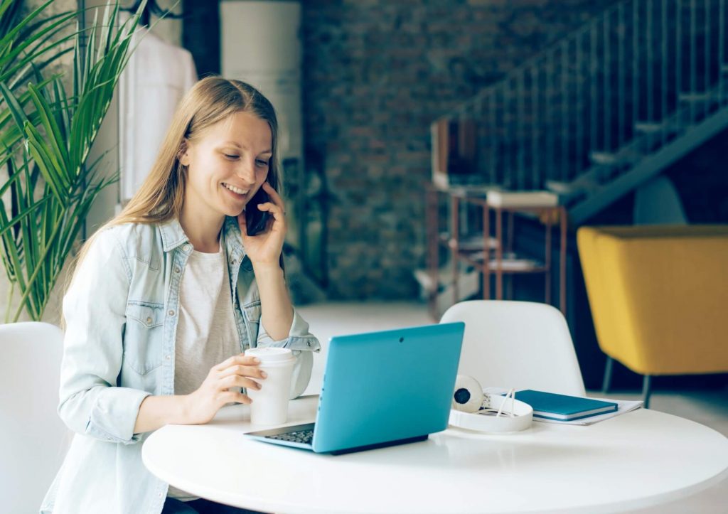 woman following up on her online job application