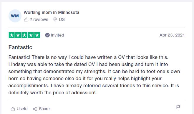 Trustpilot CV writing services review for Find My Profession