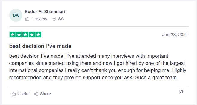 Trustpilot CV writing services review for Resumeble