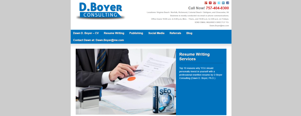 hero section of D. Boyer Consulting