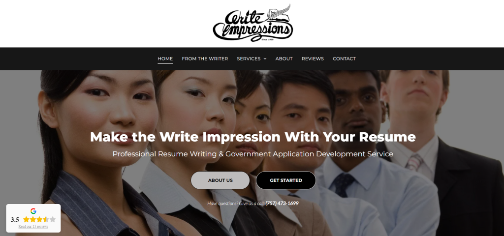 hero section of Write Impressions Resume Service