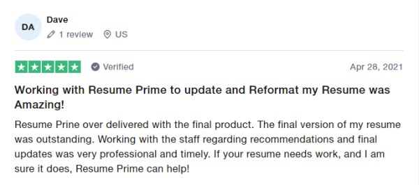 Resume Prime Trustpilot reviews