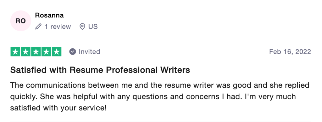 Review of a satisfied client for outstanding resume writing services in Kansas City