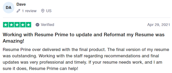 resume writing services in Virginia review Resume Prime Trustpilot