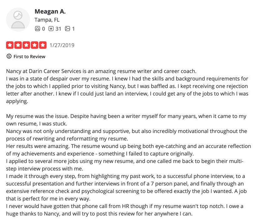 Yelp review for Darin Career Services Incorporated