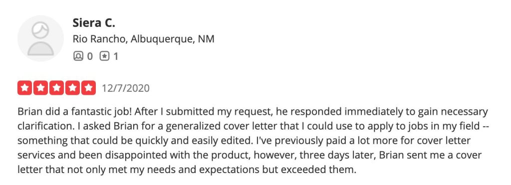 Yelp review for Resume Phenom