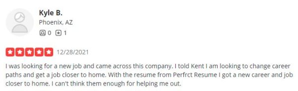 Perfect Resume Yelp review