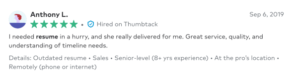 spark resumes thumbtack review