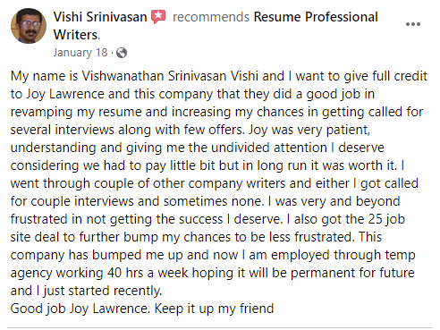 resume professional writers facebook review 