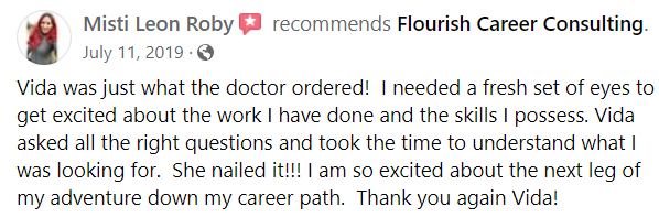 Facebook Review for Flourish Career Consulting in Vancouver BC