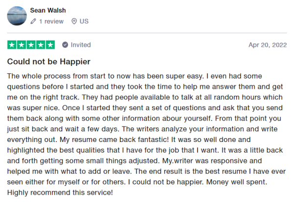 trustpilot review for resume professional writers in portland or