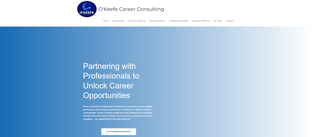 o'keefe career consulting hero section