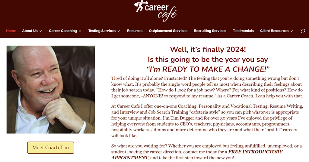 career cafe hero section listed as one of the best resume writing services in Indianapolis