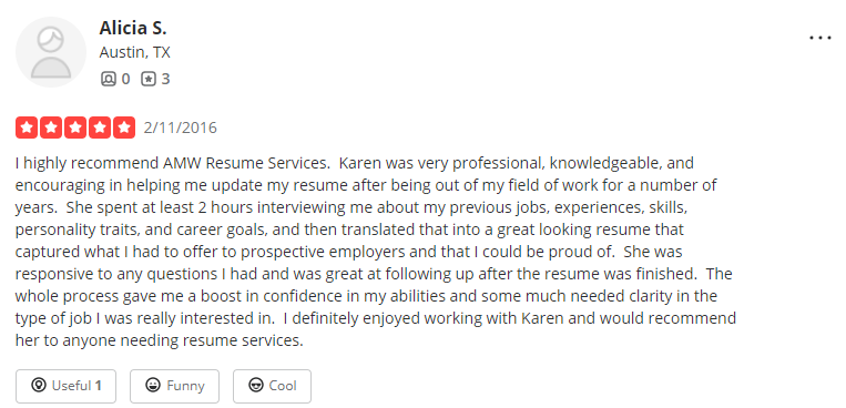 amw resume services yelp ratings