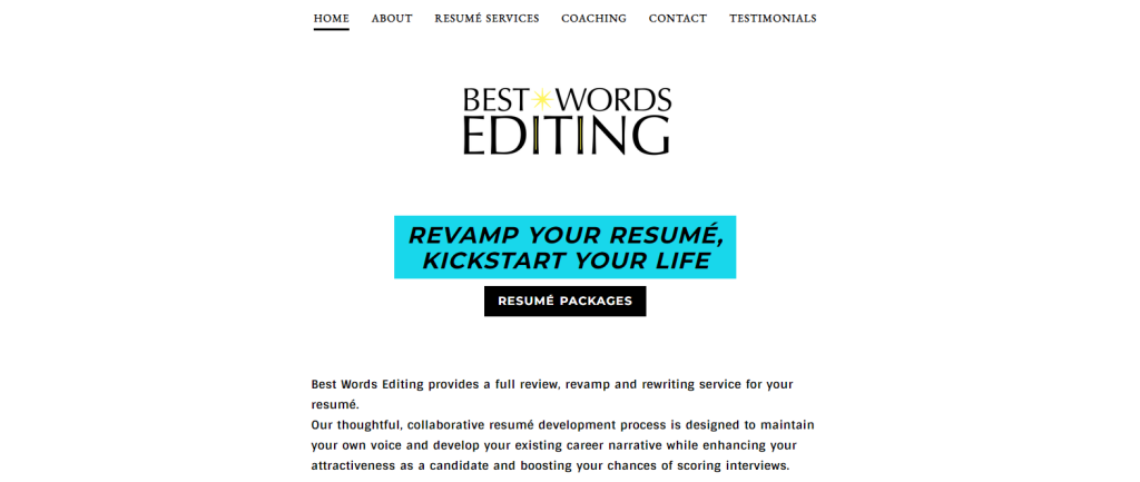 best words editing hero section