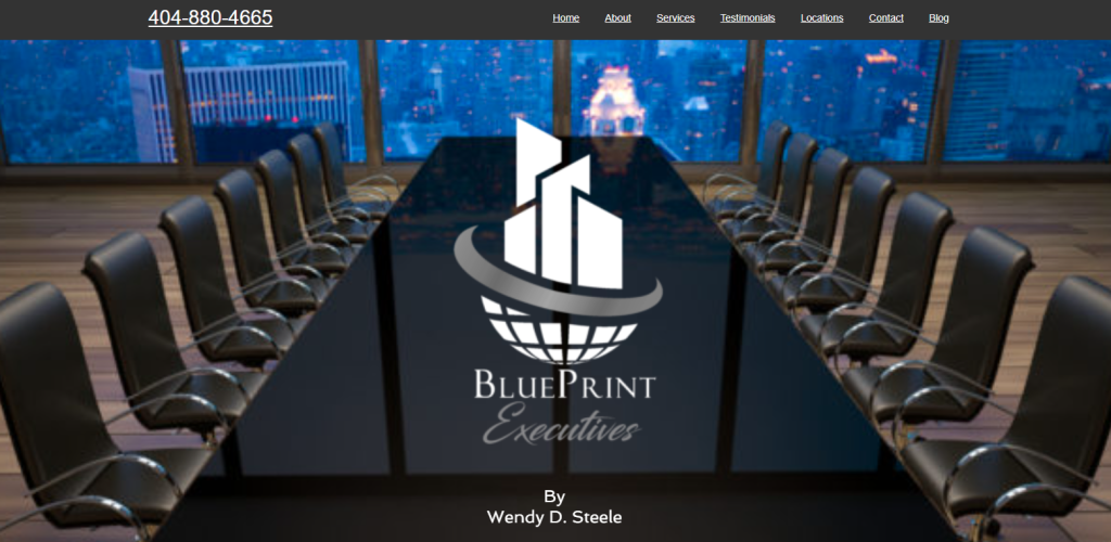 blueprint executives resume writing services banner with company logo on the globe