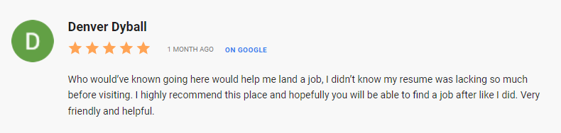 google review of Myer Resumes