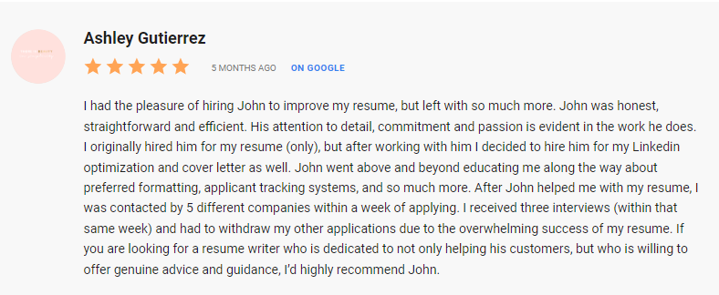 redline resume google review