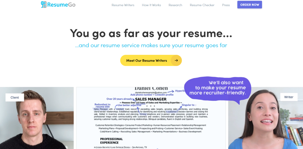 Resume Go hero section