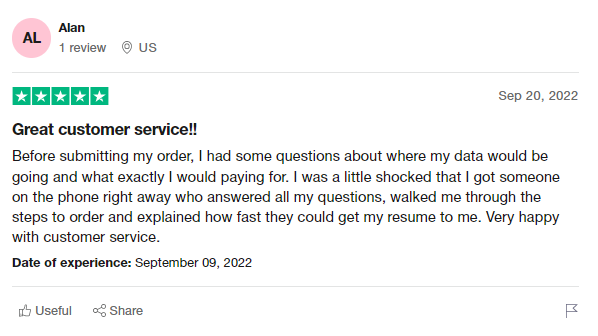 resume writing group customer review