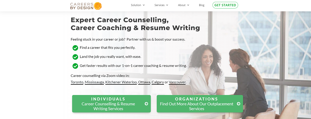 Careers By Design hero section resume writing services calgary