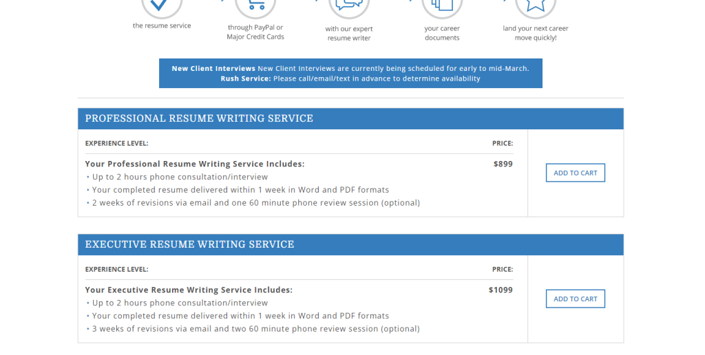 screenshot of Simply Great's resume services