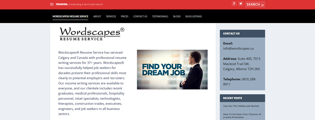 Wordscapes Resume Service hero section resume writing services calgary