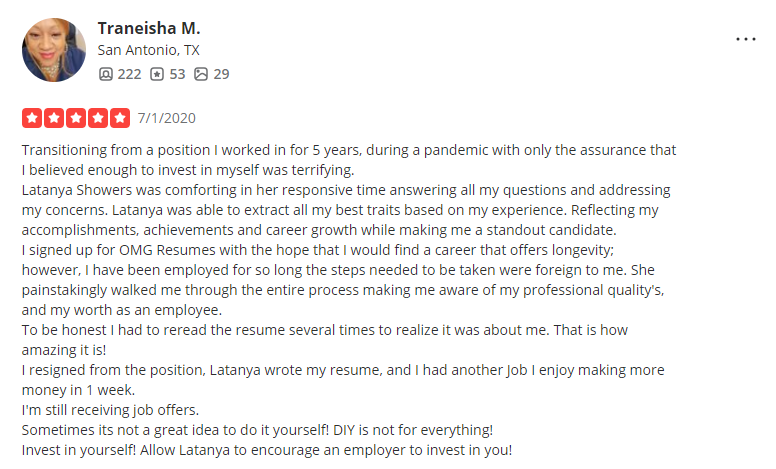 omg! resumes yelp reviews