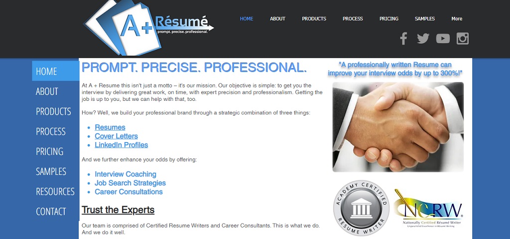 a+ resume home page