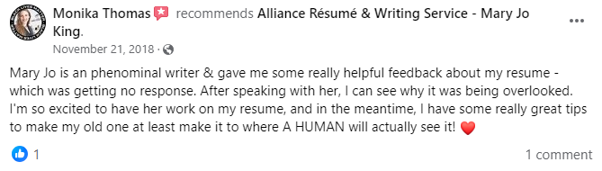 alliance resume and writing service facebook review