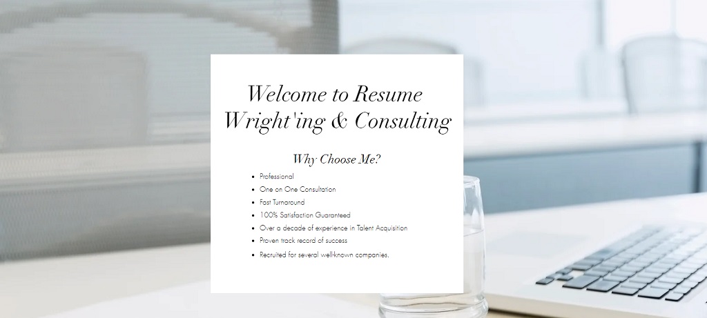 Resume Wright'ing & Consulting Services hero section