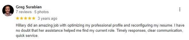 google review of hiconsulting services listed as one of the best CV writing services