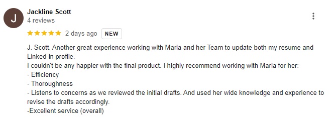 google review of m.santiago group listed as one of the best resume writing services in indianapolis