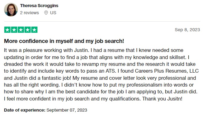 trustpilot review of career plus resume listed as one of the top resume writing
