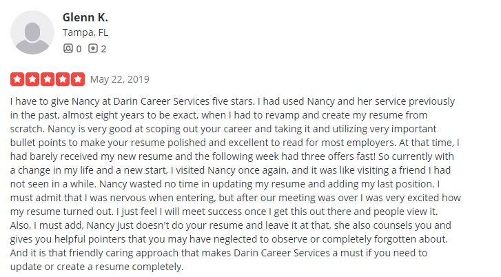 yelp review of darin career service inc listed as one of the best resume writing services in florida