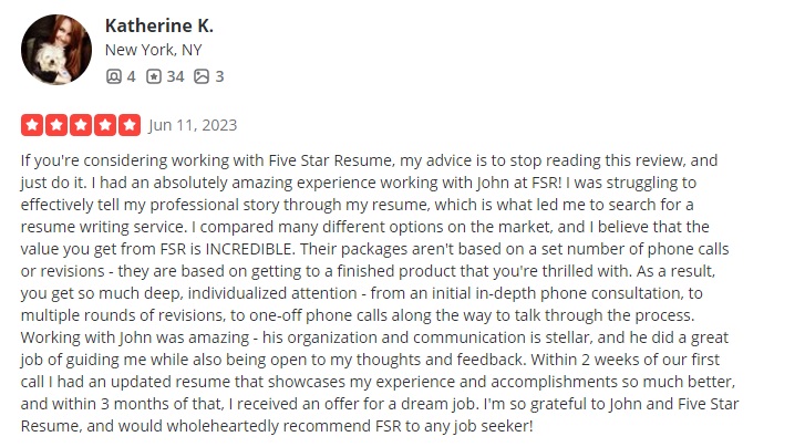 yelp review of five star resume listed as one of the best resume writing services in staten island