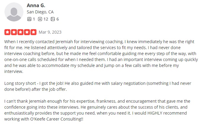 yelp review of okeefe career consulting listed as one of the best resume writing services in austin