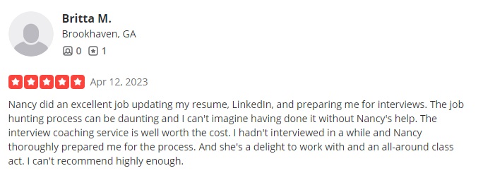 yelp review of ready set resume listed as one of the best resume writing services in georgia