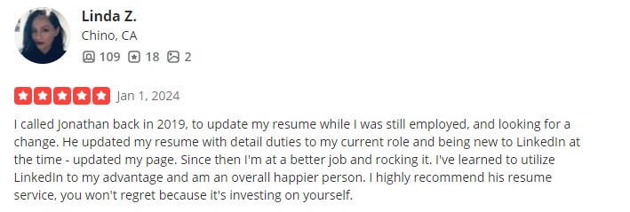 yelp review of resume advisor listed as one of the best resume service in california